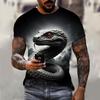 Cool Animal Pattern T Shirt For Men Year Of The Snake 3D Printed Short Sleeve Tops Summer Casual Round Neck Loose Tee Shirts