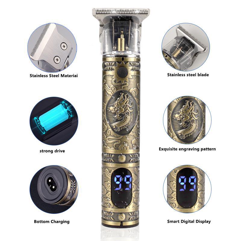 T9 LCD Display USB аккумуляторная электрическая машинка для стрижки волос - профессиональный инструмент для карвинга и тримминга