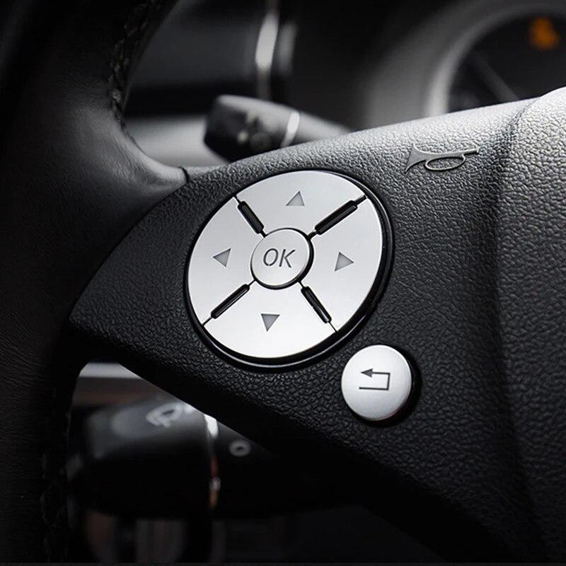 Car Interior Steering Wheel Button Switch Trim Cover Sticker For Mercedes Benz C E S Class W204 W212 W221 GLK X204 C200 C250