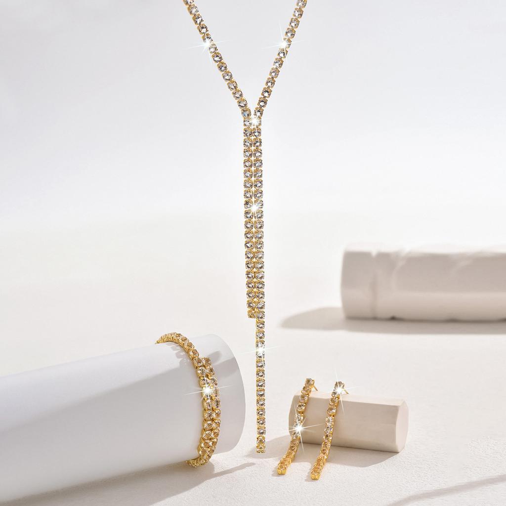 Женские серьги-браслеты со стразами, ожерелье, комплект ювелирных изделий для свадьбы, вечеринки, фестиваля, подарков