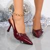 Fashion Fashionable Pointed Toe Shallow Mouth New High-heeled Shoes Summer Elegant Buckle Decorated Stiletto Black Women's Shoes