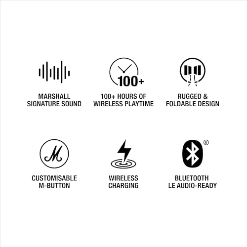 Наушники Marshall On-Ear Major V Brown Bluetooth / 100 часов непрерывной работы / Совместимость с зарядкой Qi / Совместимость с вызовами