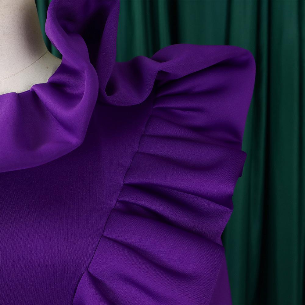 JKASHDK Женские модные весенне-осенние однотонные коктейльные и вечерние платья с рукавами 1/2 и круглым вырезом с высокой талией