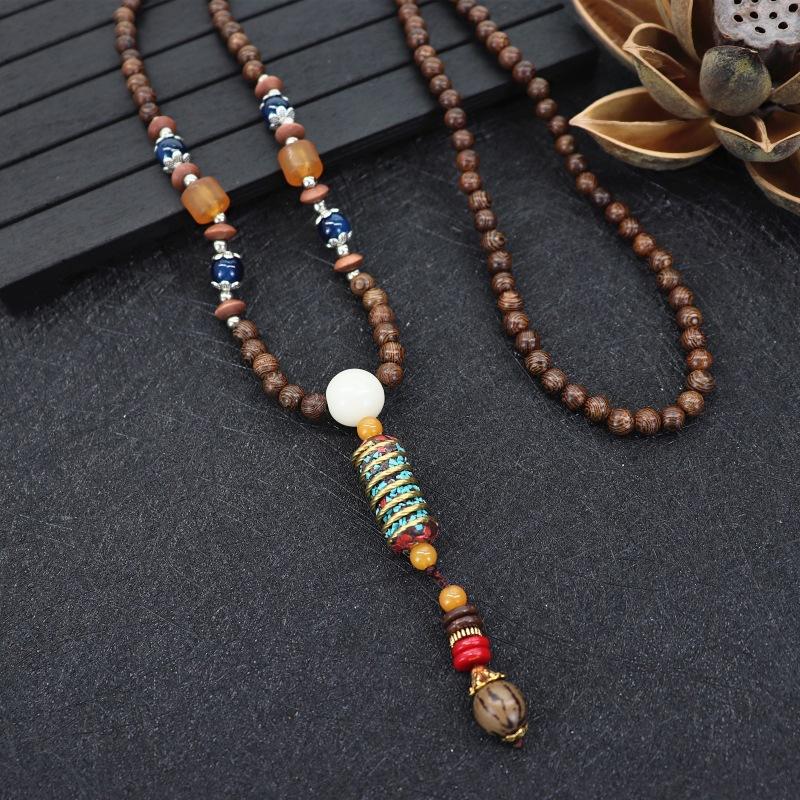 Nepalese Style Retro Long Necklace Men's and Women's Simple Tibetan Pendant Literary and Versatile Sweater Chain Accessories