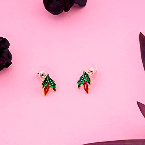 Позолоченные серьги-гвоздики Estele с листьями эмали для девочек