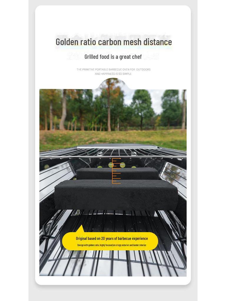 Большой портативный складной угольный гриль-барбекю из нержавеющей стали для использования на открытом воздухе и дома