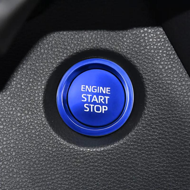 1 Set Start/Stop Engine Button Cover Sticker Fit for Toyota Corolla Blue Aluminum Alloy