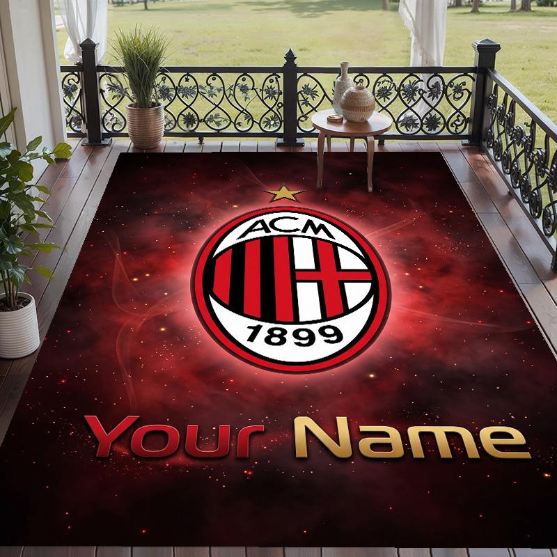 Custom Text Printed Rug AC Milan Non Slip Floor Carpet For Home Room Decor