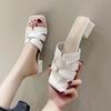 Fashion 2024 New Thick Heels Casual Summer Slippers Elegant Women's Chaussure Femme