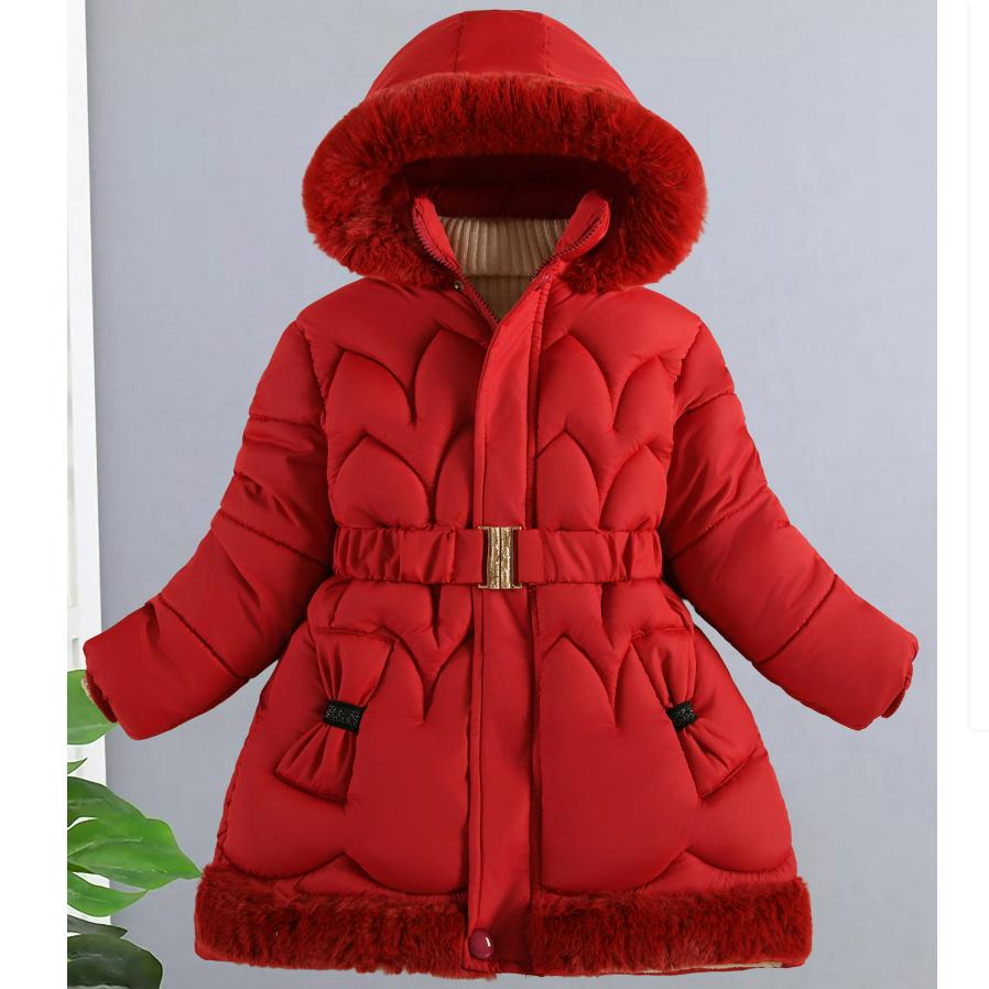 Children's Clothing, Girls' Cotton-padded Clothes, Children's Winter Jackets, Big Children's Thick Hooded Mid-length Warm Cotton-padded Clothes
