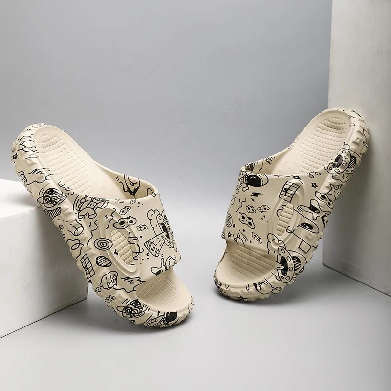 Модные мужские тапочки, легкие пляжные сандалии, нескользящие, Eva, мужские домашние тапочки для ванной, удобные шлепанцы для улицы