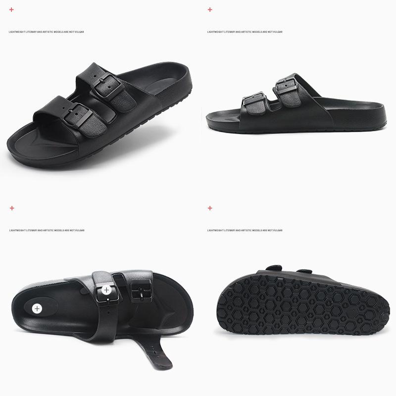 Fashion Shevalues Summer Flat Slippers For Women Men 2025 New Thick Sole Sandals With Double Buckle Fashoin Outdoor Antiskid Beach Slide