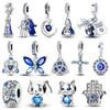 Медные Шармы Синяя Серия Бусины Подходят Подвески для Браслета DIY Оригинальный Шарм Мода Изготовление Ювелирных Изделий Для Женщин