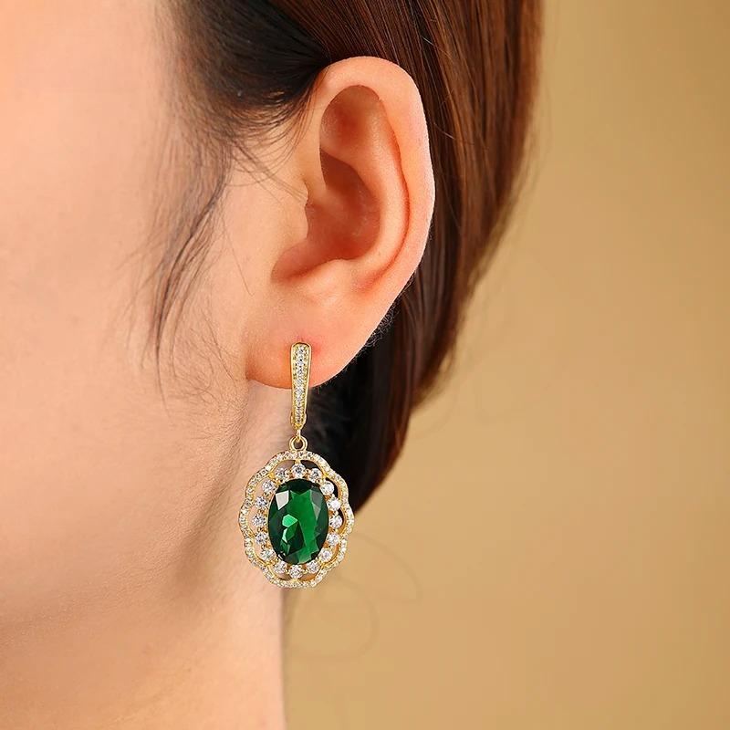 Элегантное Свадебное Помолвочное Ожерелье Принцессы обруч золото новые висячие Серьги для женщин Наборы Бижутерии стразы Цветной кубический цирконий