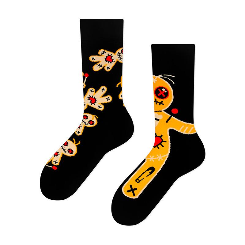 Creative and Fun Cartoon AB Trendy Asymmetric Mandarin Duck Men's and Women's Cotton Socks Medium High Socks