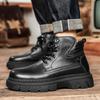 Кожаные высокие мужские ботинки с толстой подошвой, мужские мотоциклетные ботинки, универсальные удобные мужские ботинки для активного отдыха, мужские кроссовки ручной работы