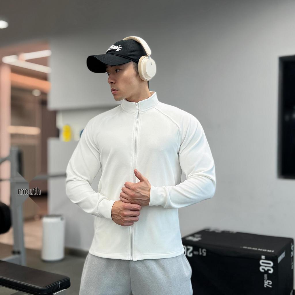 Мужской Тяжелый Двусторонний Теплосберегающий Приталенный Базовый Слой на Молнии с Длинным Рукавом Высокой Эластичности для Фитнеса Осень/Зима.