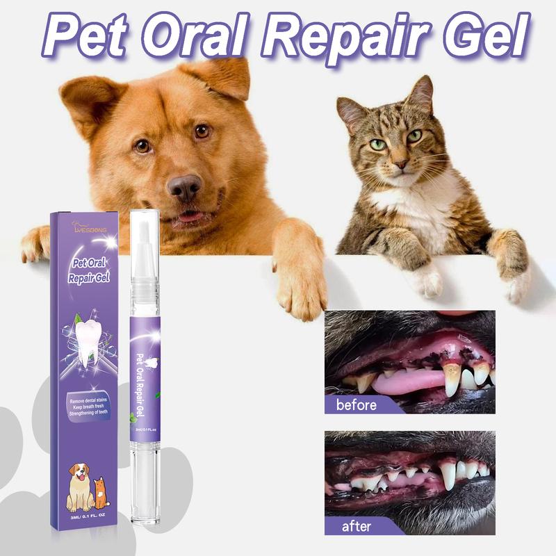 Pet Dental Care Gel 3ml Teeth Cleaning Pen for Dogs and Cats Fresh Breath Tartar Control Soothes Gums Easy Baking Soda Formula