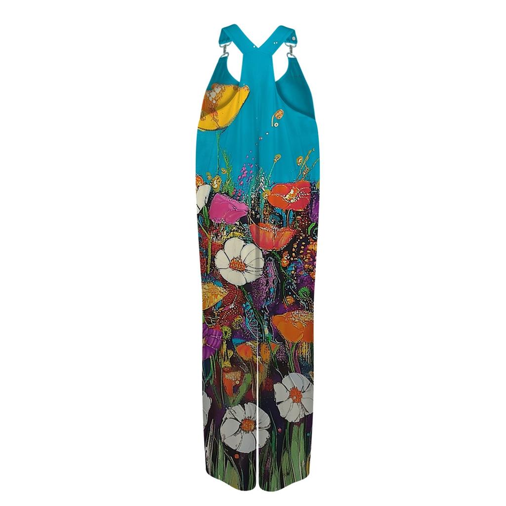 Women's Loose Casual One-piece Summer Floral Print Jumpsuit