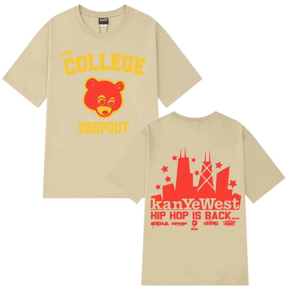 Мужская футболка Kanye West College Dropout, Музыкальный альбом, Принт Харадзюку, Мужская летняя футболка с принтом с коротким рукавом 100% чистый хлопок