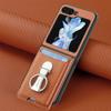 Walley Card Ring Holder кожаный чехол для телефона Samsung Z Flip 6 5 4 3 5G Многофункциональное кольцо-подставка Защитная задняя крышка Z Flip6 Flip5 Flip4 Flip3