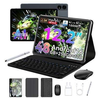 Планшет TABWEE T60 с Android 16, 12 ГБ ОЗУ, 256 ГБ ПЗУ, Gemini AI, 12,2-дюймовый 2,5K дисплей, аккумулятор 10000 мАч