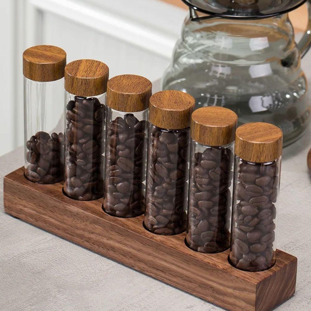 Walnut Wood Coffee Beans Storage Container With Breathable Lid Coffeware Set Tea