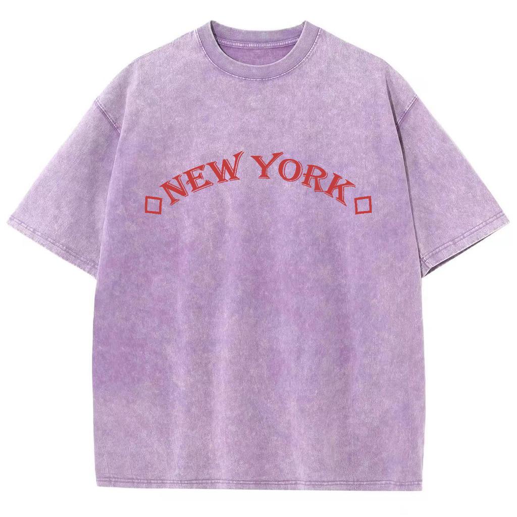 Красная женская футболка с принтом букв Нью-Йорка, унисекс, из стираного хлопка, высокого качества, с коротким рукавом, с надписью