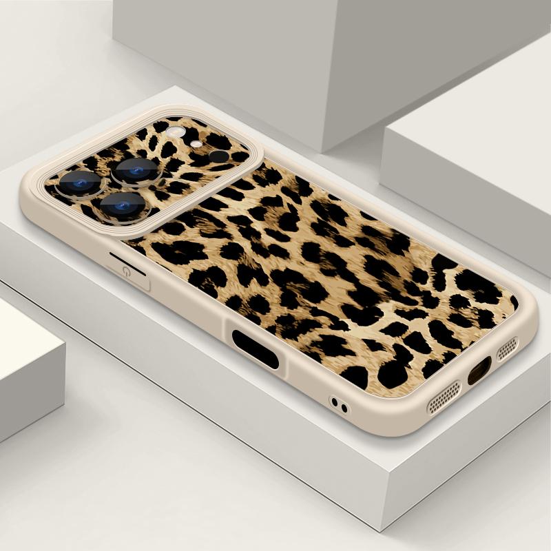 Ударопрочный чехол для телефона iPhone 17 Pro Max Чехол iPhone 16 15 14 13 Pro Max 11 17e 16e Леопардовый принт Мягкий силиконовый бампер
