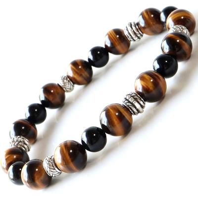 Браслет из натурального камня Power Stone AAA Tiger Eye Onyx Accessories [ЗОЛОТОЙ КАМЕНЬ] для мужчин
