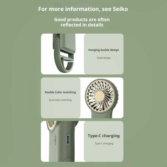 Мини-портативный вентилятор Сильный ветер 3 настройки скорости Низкий уровень шума Компактный размер Портативный перезаряжаемый охлаждающий вентилятор Персональный небольшой настольный вентилятор