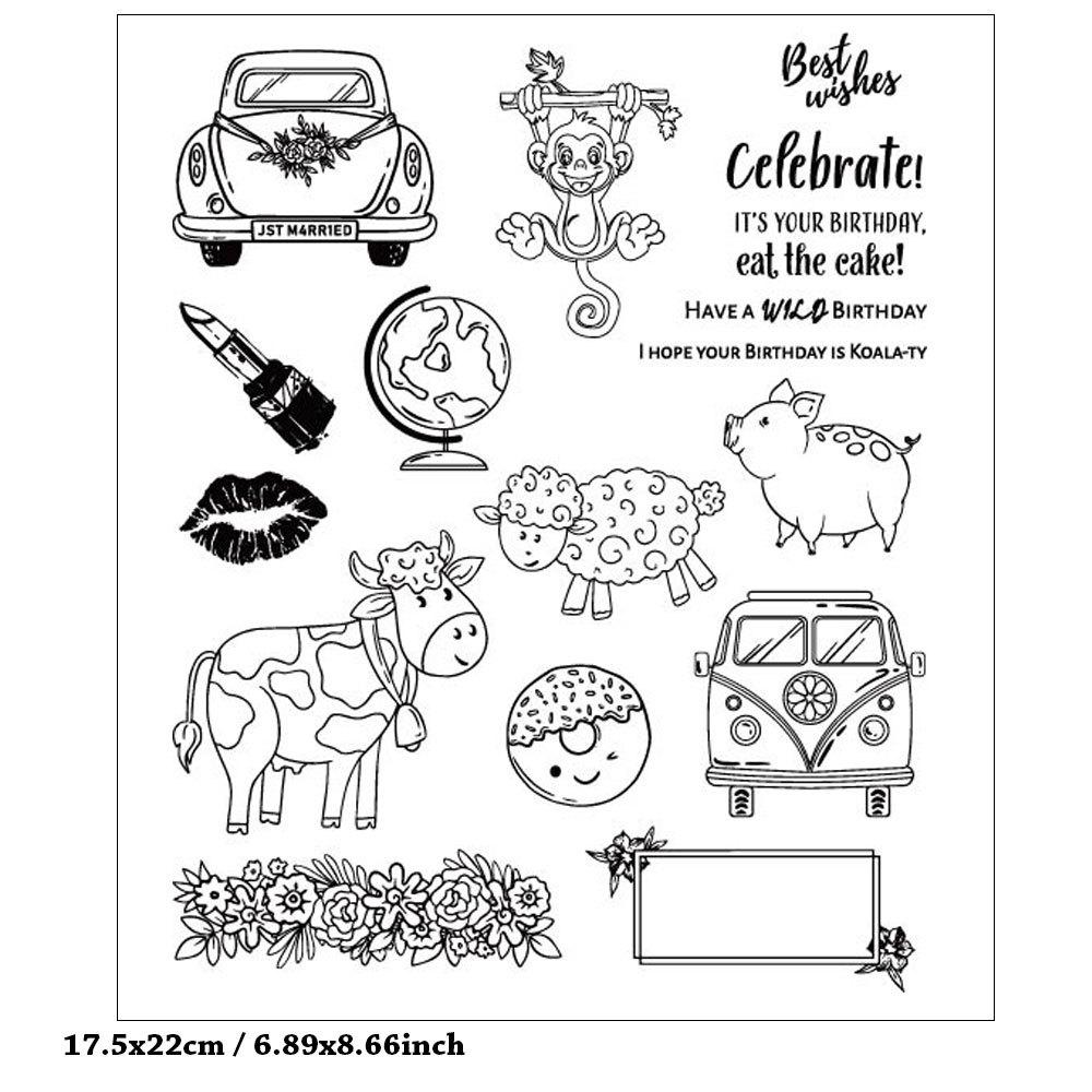 Прозрачные силиконовые прозрачные штампы с животными, жирафом, слоном для печати, сделай сам, скрапбукинг, декор для фотоальбома, поздравительный цветок