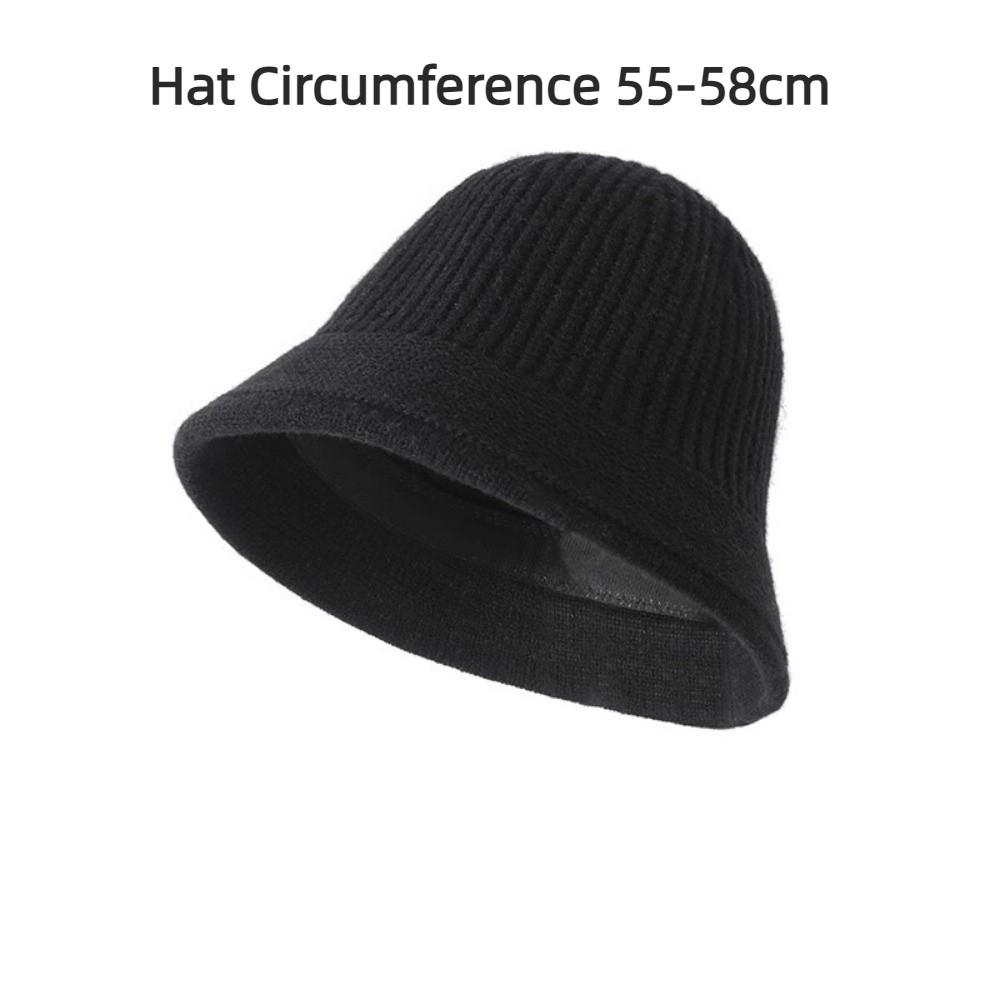 Knitted Fishing Cap Autumn Winter Fleece Round Top Hat Fashion Bucket Hat  Outdoor