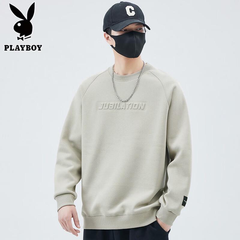 PLAYBOY Мужская свободная однотонная толстовка с круглым вырезом