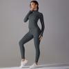 Nessaj Спортивная одежда с длинным рукавом на молнии для женщин, костюм для йоги с карманами, однотонные длинные штаны для фитнеса, тренировочный костюм
