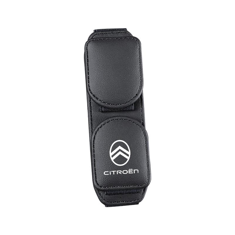 Leather Car Sun Visor Glasses Clip Eyeglass Holder Sunglasses For Citroen C5X e-C4 X e-C3 C4 C3 C5 Berlingo C-Elysee C-Crosser akr256