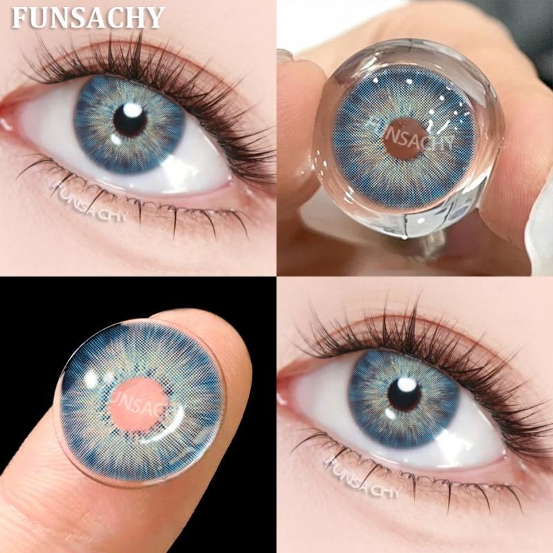 FUNSACHY 1 Pair Blue Contact Lenses for Eyes Natural Colored Contact Blue Eyes Lenses Korean Contacts Lenses Yearly Green Pupil