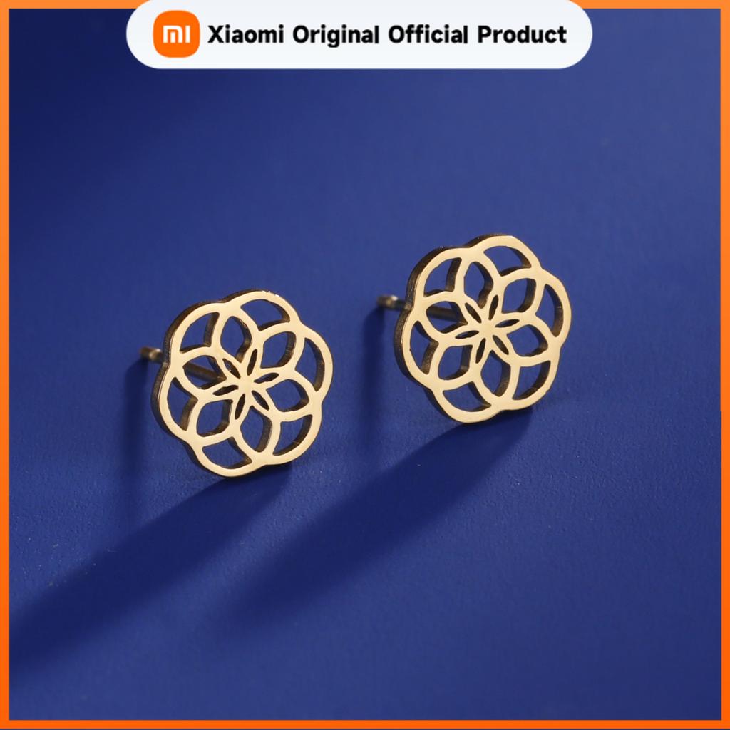 Xiaomi Skyrim Flower of Life Stud Earring Women Stainless Steel Gold Color Sacred Geometry Amulet Ear Stud Bohemian Jewelry Gift