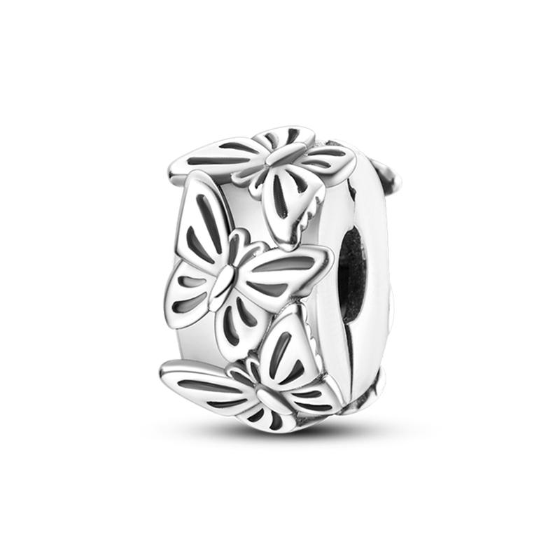 Spring 925 Silver Color Sakura Butterfly Flowers Charms Beads Fit Diy 925 Original Bracelets Fine DIY Jewelry Birthday Gifts