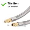 2Pcs RV Hose with Gauge 1/4in Male NPT QCC Type1 Inlet 350 PSIG 15 Inch Stainless Steel Hose for Camping Picnic Outdoor