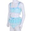 Men's Ruffled Frilly Lace Satin Sissy Lingerie Set Bra Skirted Panties Bloomer Underwear