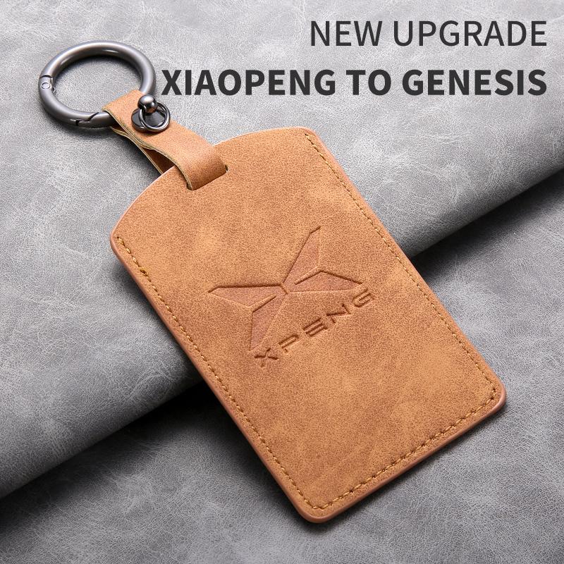 Sheepskin Leather Car NFC Card Key Case Cover Holder Protector Shell for Xiaopeng Xpeng P7 P5 Buckle G9 G3 G3i Auto Accessories