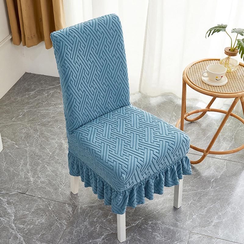 Жаккардовый стрейч чехол-юбка для обеденного стула на все сезоны