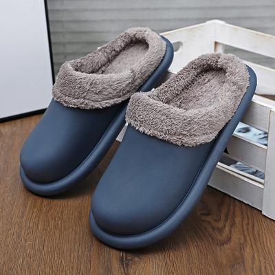 Зимние женские меховые тапочки, водонепроницаемые теплые плюшевые домашние шлепанцы, домашняя обувь на толстой подошве, нескользящие однотонные сандалии для пар