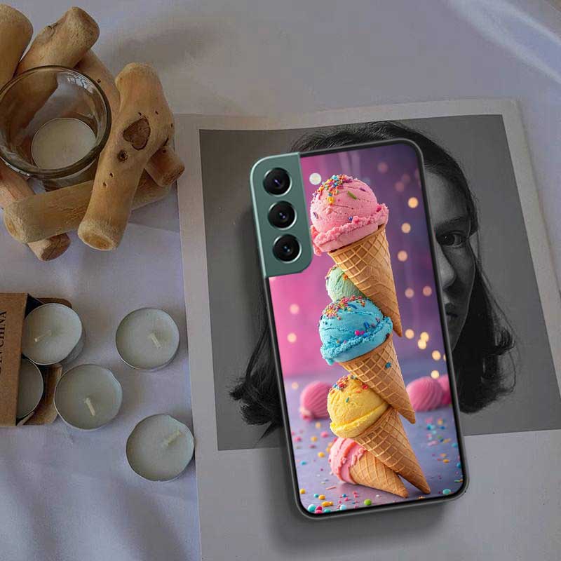 Colorful Ice Cream and Popsicles Phone Case For Samsung Galaxy S22 S25 Ultra S21 S10 Plus S26 Edge S20 S23 S24 FE Cover Sili