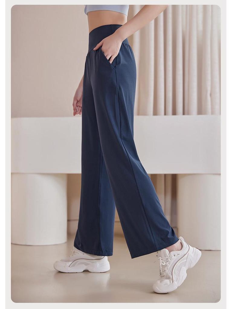 Йога-брюки большого размера с высокой талией - Женские быстросохнущие, свободные, широкие, длинные брюки для фитнеса