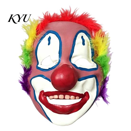 Funny Character Costume Gear Realistic Clown Mask with Red Nose & Plush Wig, Scary Latex Breathable Cosplay Props for Adults Full Face Halloween
