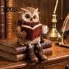 Декоративная фигурка на Рождество Читающая сова, Статуэтка с открытой книгой, очками, шарфом и сапогами, Статуэтки животных из смолы, Скульптура для полок