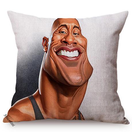 The Rock Face Dwayne Portrait Sofa Cushion Cover American Actor Johnson Pattern Decorative Cotton Linen Throw Pillow Case