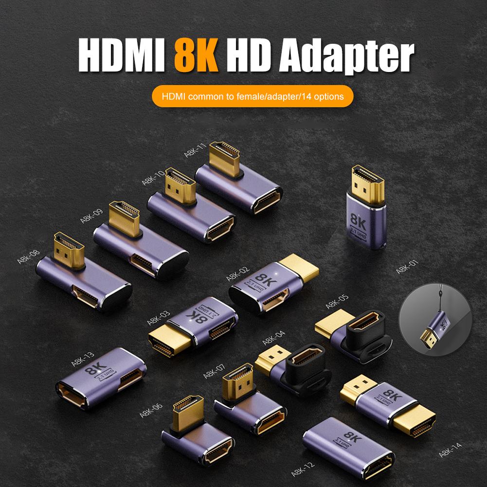 8K 60Hz 2.1 Кабель-адаптер Штекер-Розетка 48 Гбит/с Конвертер Разветвитель Поддержка 4K 120Hz Угловой/Прямой HDMI-совместимый Удлинитель для